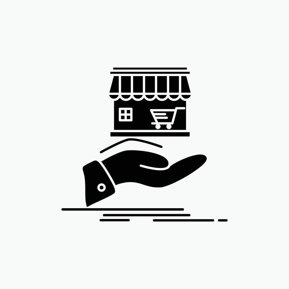 Geschäft. spenden. Einkaufen. online. Hand-Glyphe-Symbol. vektor isolierte illustration