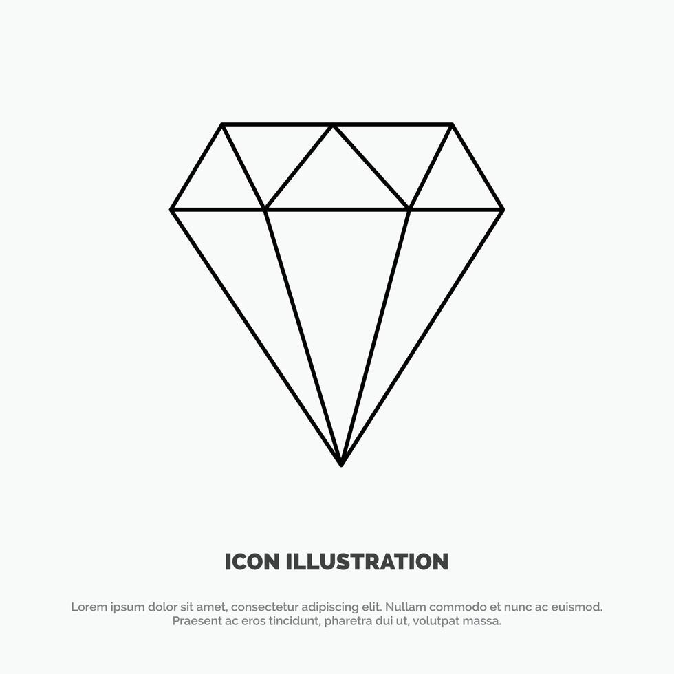 diamant juvel Smycken gam linje ikon vektor