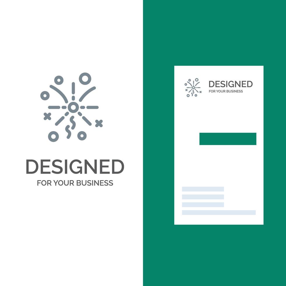 fyrverkeri ljus firande grå logotyp design och företag kort mall vektor