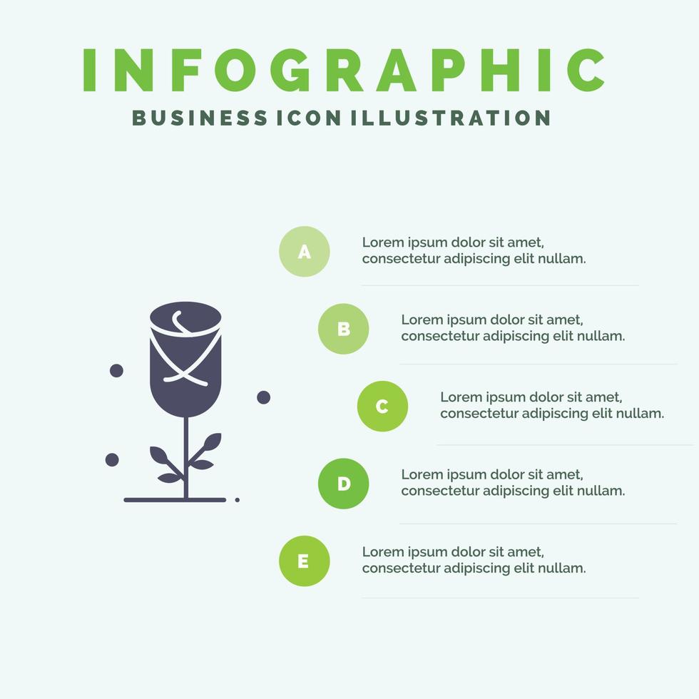 blomma kärlek hjärta bröllop fast ikon infographics 5 steg presentation bakgrund vektor