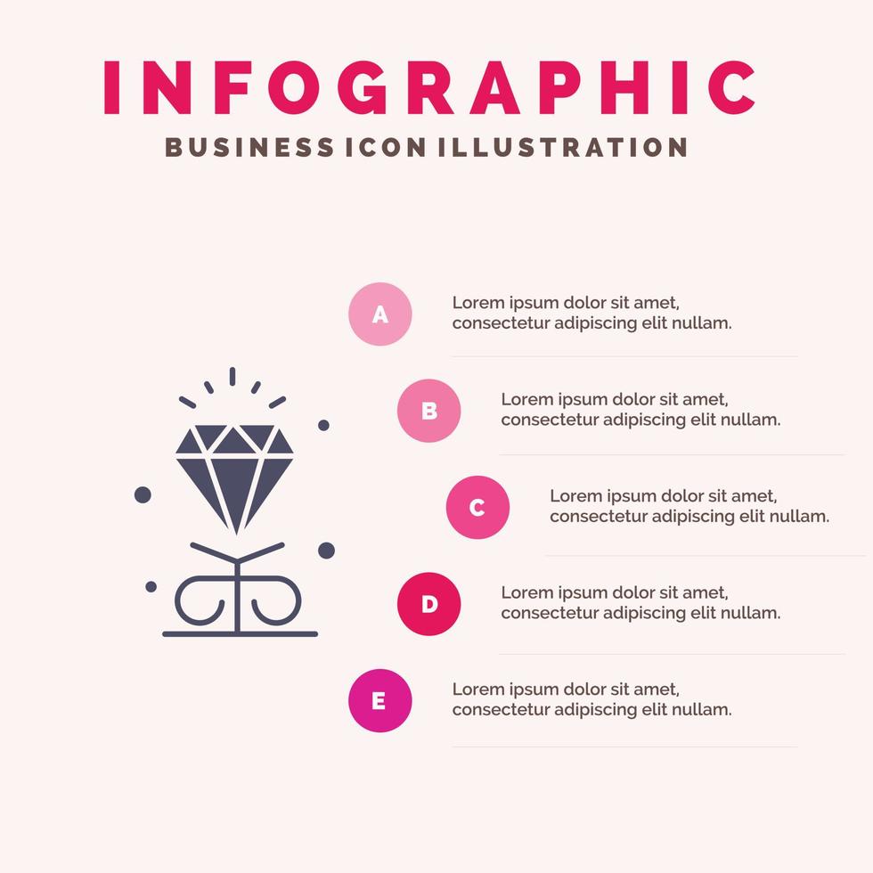 Diamant Liebe Herz Hochzeit solide Symbol Infografiken 5 Schritte Präsentationshintergrund vektor