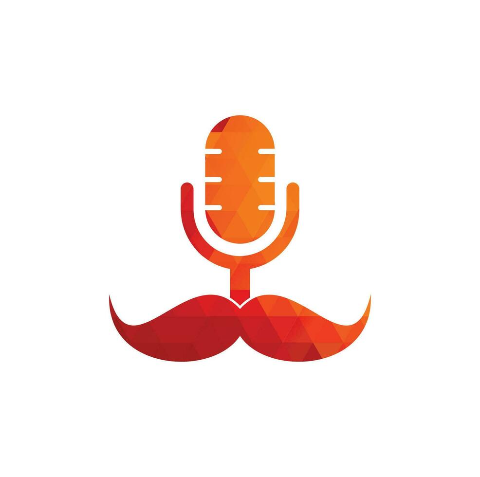 herre podcast logotyp design mall. mustasch podcast ikon. vektor