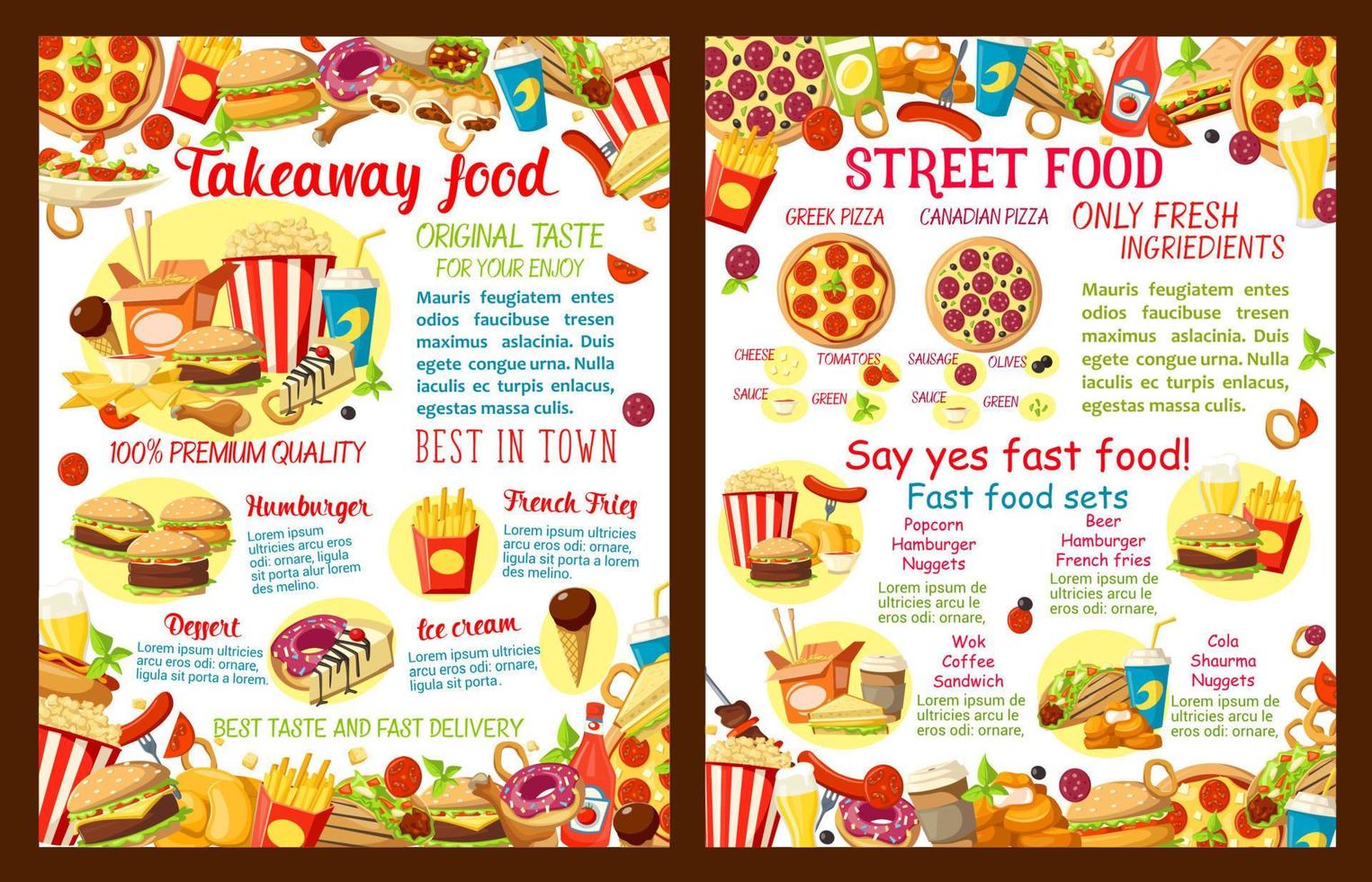 Vektorplakat zum Mitnehmen von Streetfood-Restaurants vektor
