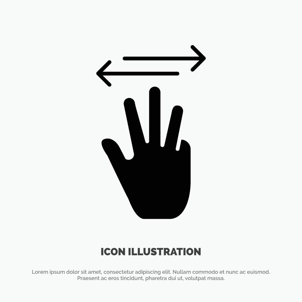 Hand Hand-Cursor oben links rechts solider Glyphen-Symbolvektor vektor