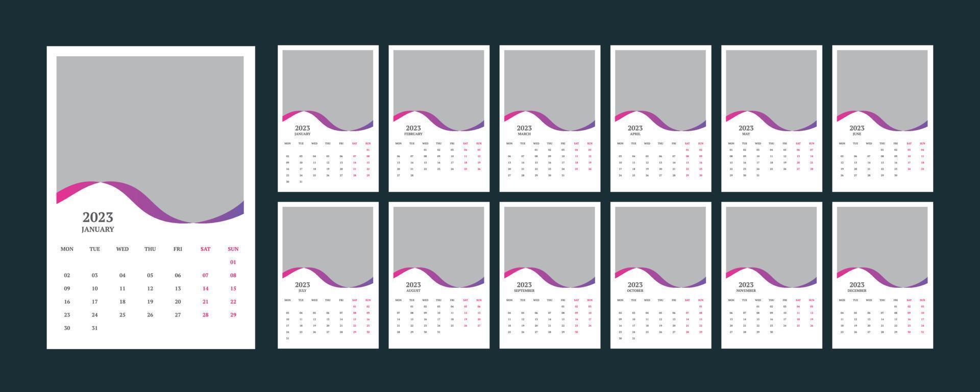 vägg kalender 2023. vektor