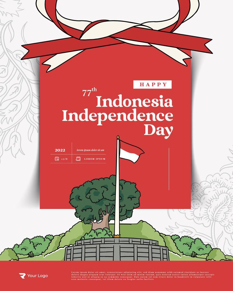 glücklicher unabhängigkeitstag von indonesien vektor handgezeichnete illustration