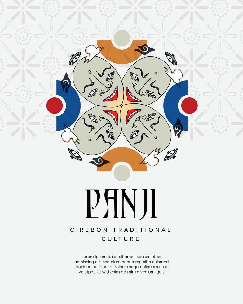 panji, indonesien traditionell mask för cirebon traditionell dansa hand dragen illustration vektor