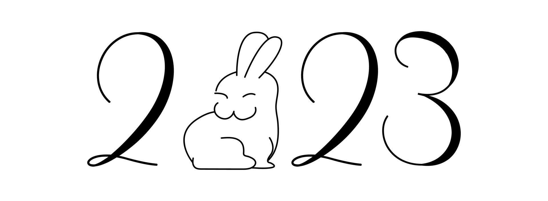 Lycklig ny år.kanin horoskop tecken.kinesiska horoskop kanin med 2023. vektor