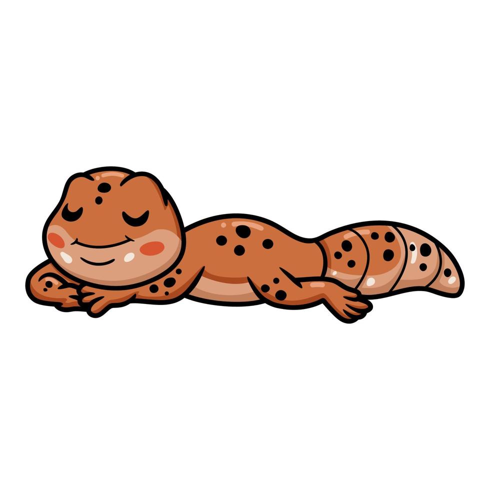 niedlicher leopardgecko-cartoon, der schläft vektor