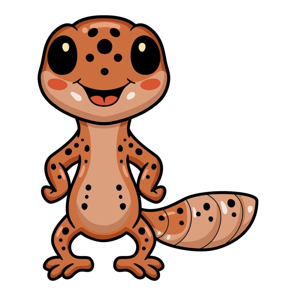 söt leopard gecko tecknad serie stående vektor