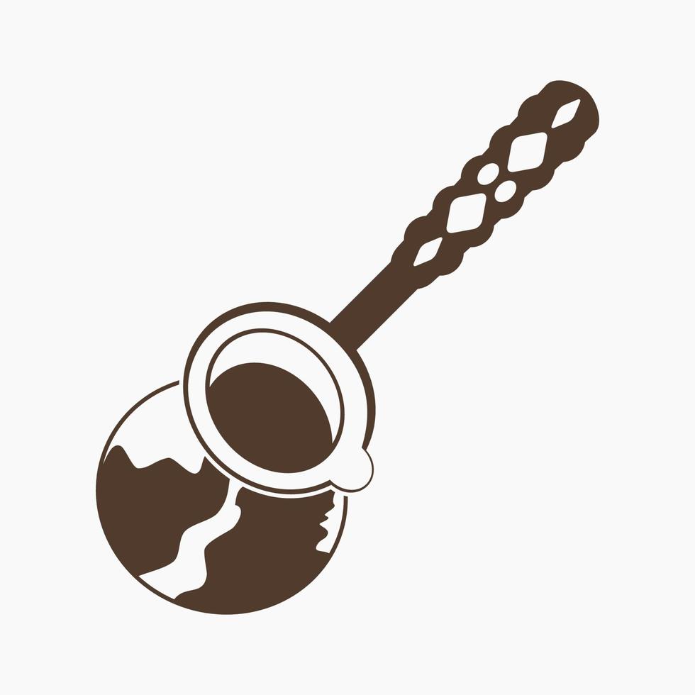 redigerbar platt svartvit stil isolerat trekvart topp se turkiska Cezve kaffe pott bryggning Utrustning vektor illustration för Kafé och ottoman kultur tradition eller historia relaterad design