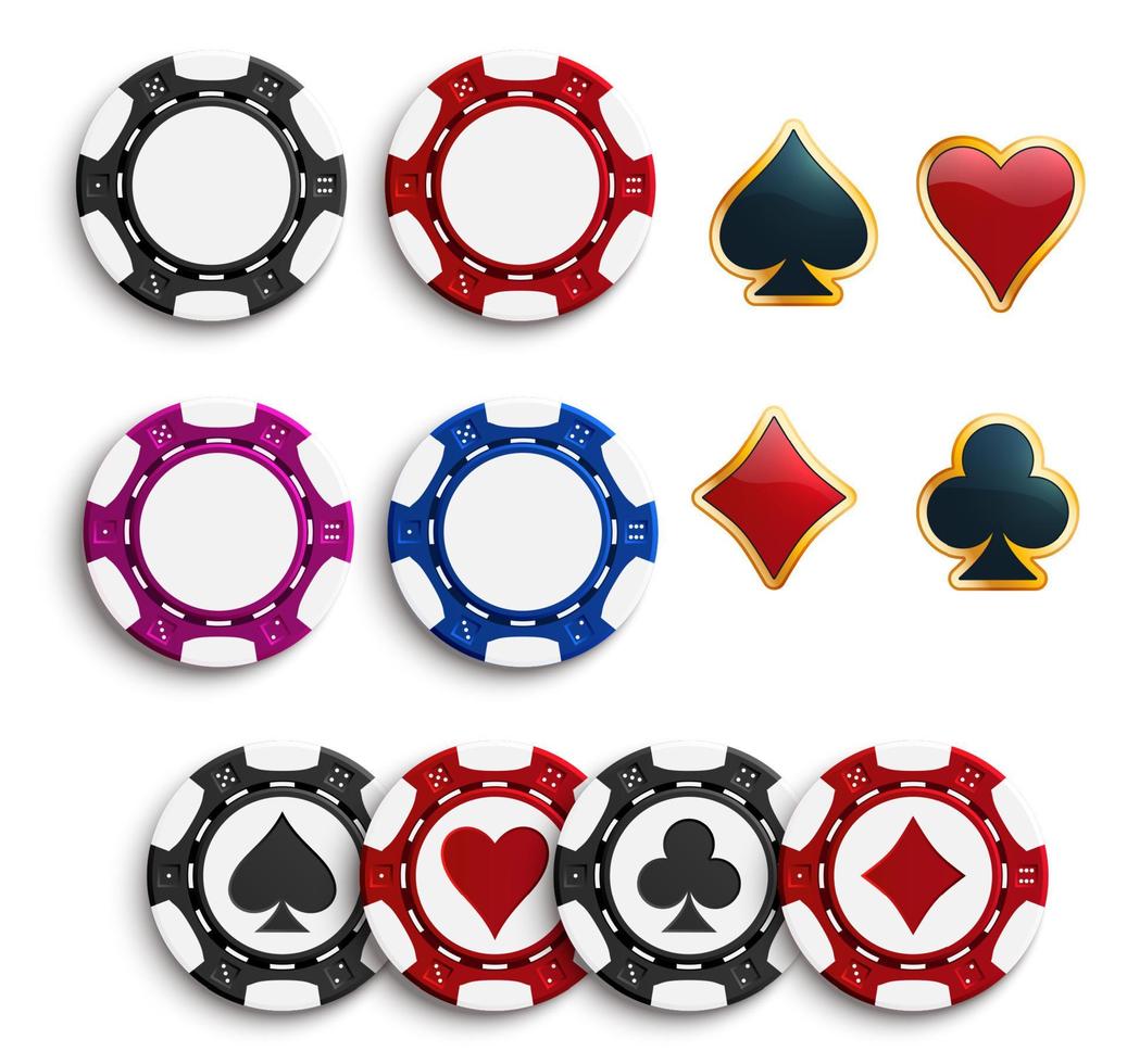 Vektor-Casino-Poker-Glücksspiel-Chips-Symbole vektor