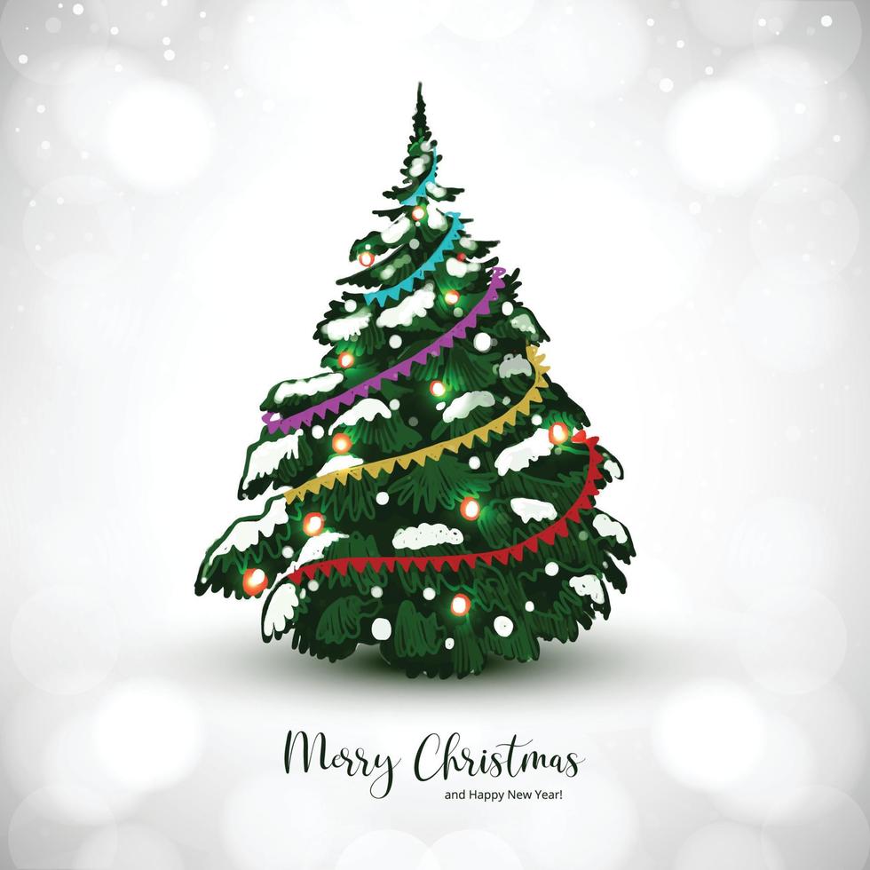 eleganter dekorativer weihnachtsbaumkartenhintergrund vektor