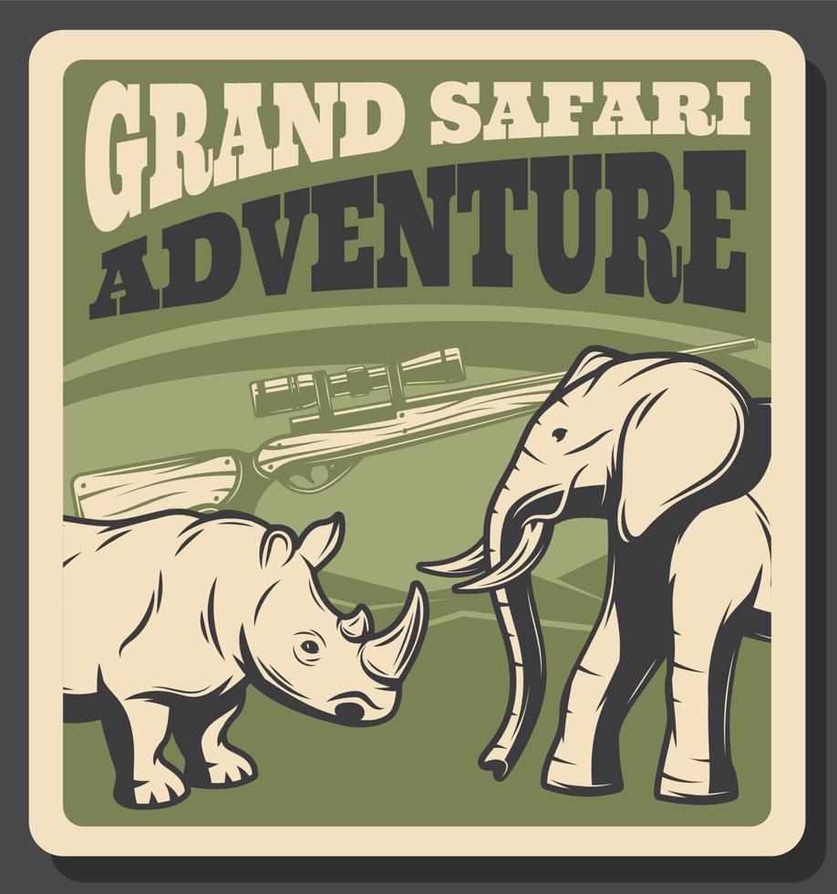 safari djur- retro affisch av jakt sport design vektor