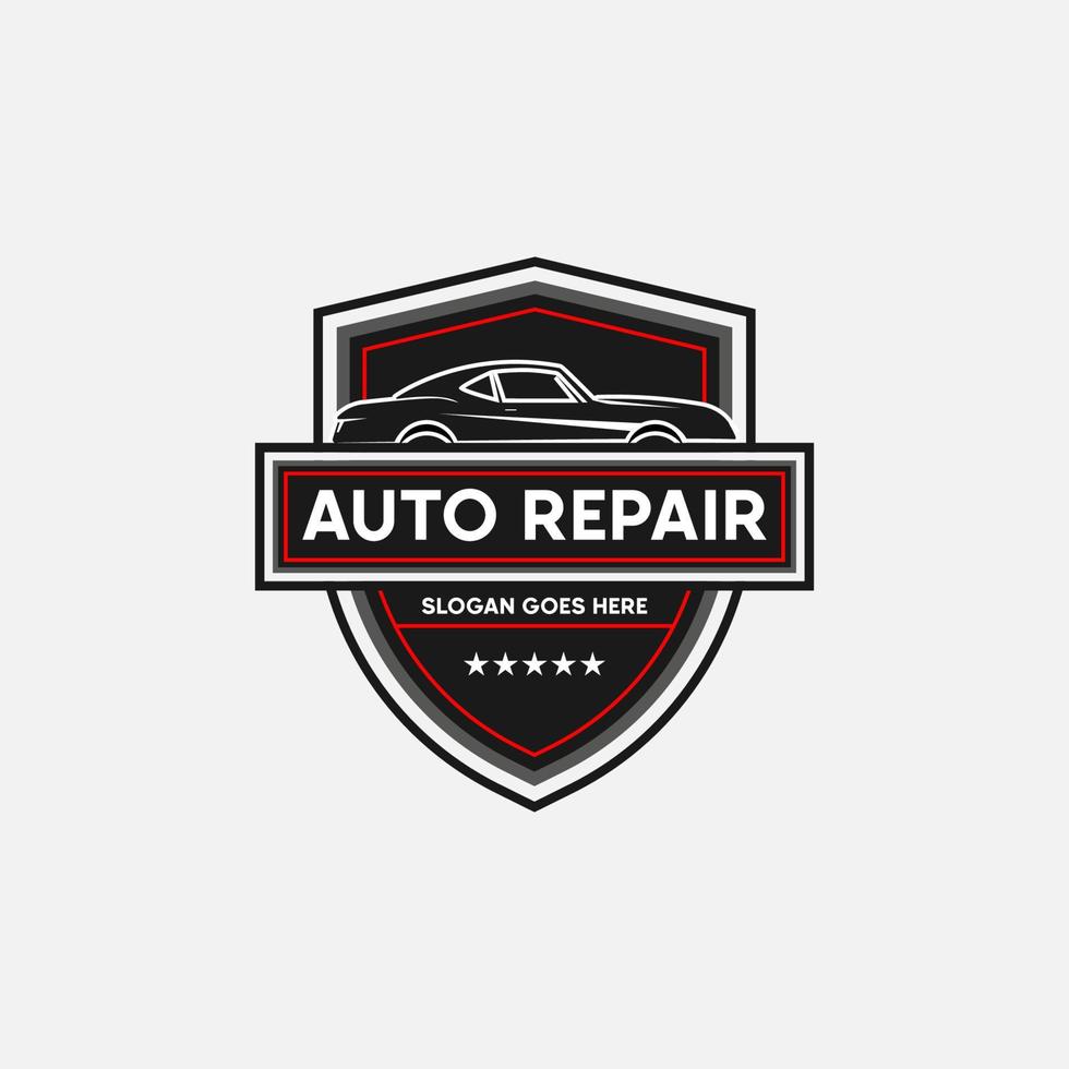 Oldtimer-Reparatur und Service-Logo Premium-Vektor, am besten für Autohaus, Garage, Ersatzteil-Logo-Emblem vektor