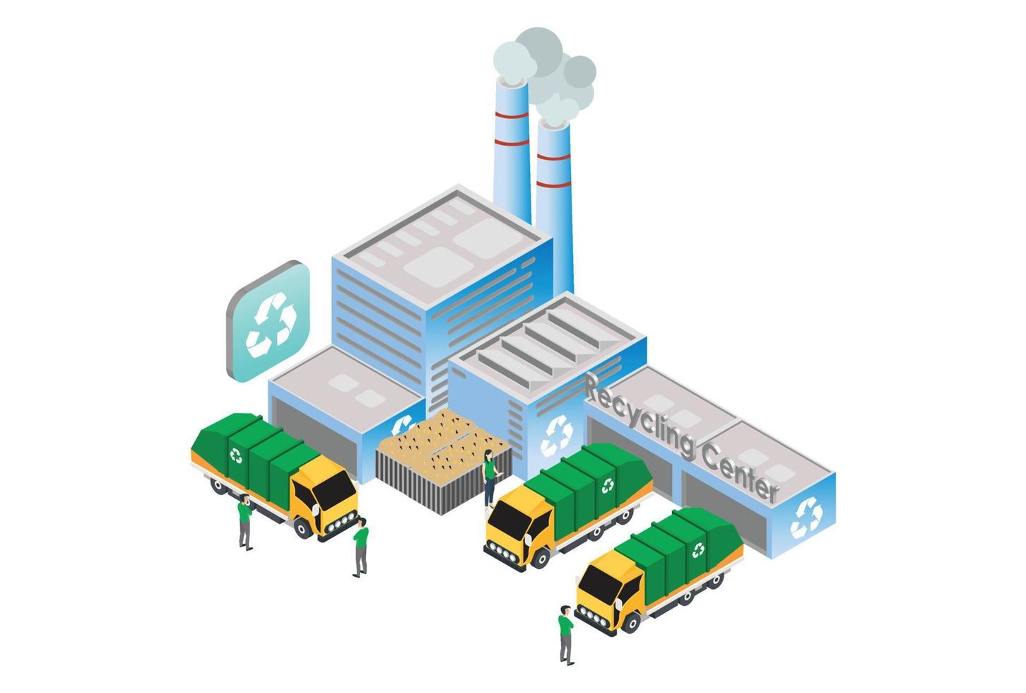 modern isometrisk smart återvinning fabrik teknologi illustration, lämplig för diagram, infografik, bok illustration, spel tillgång, och Övrig grafisk relaterad tillgångar vektor