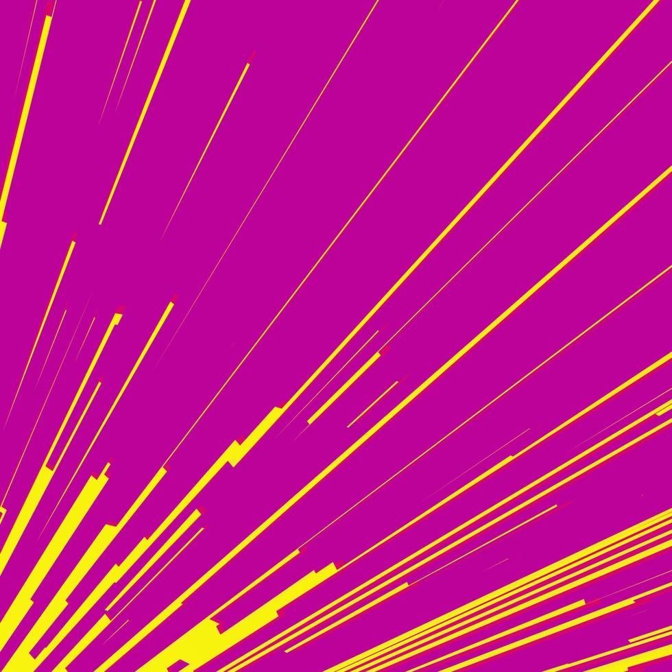 Comic-Geschwindigkeitslinien gelber Farbstreifen auf rosa Hintergrund vektor