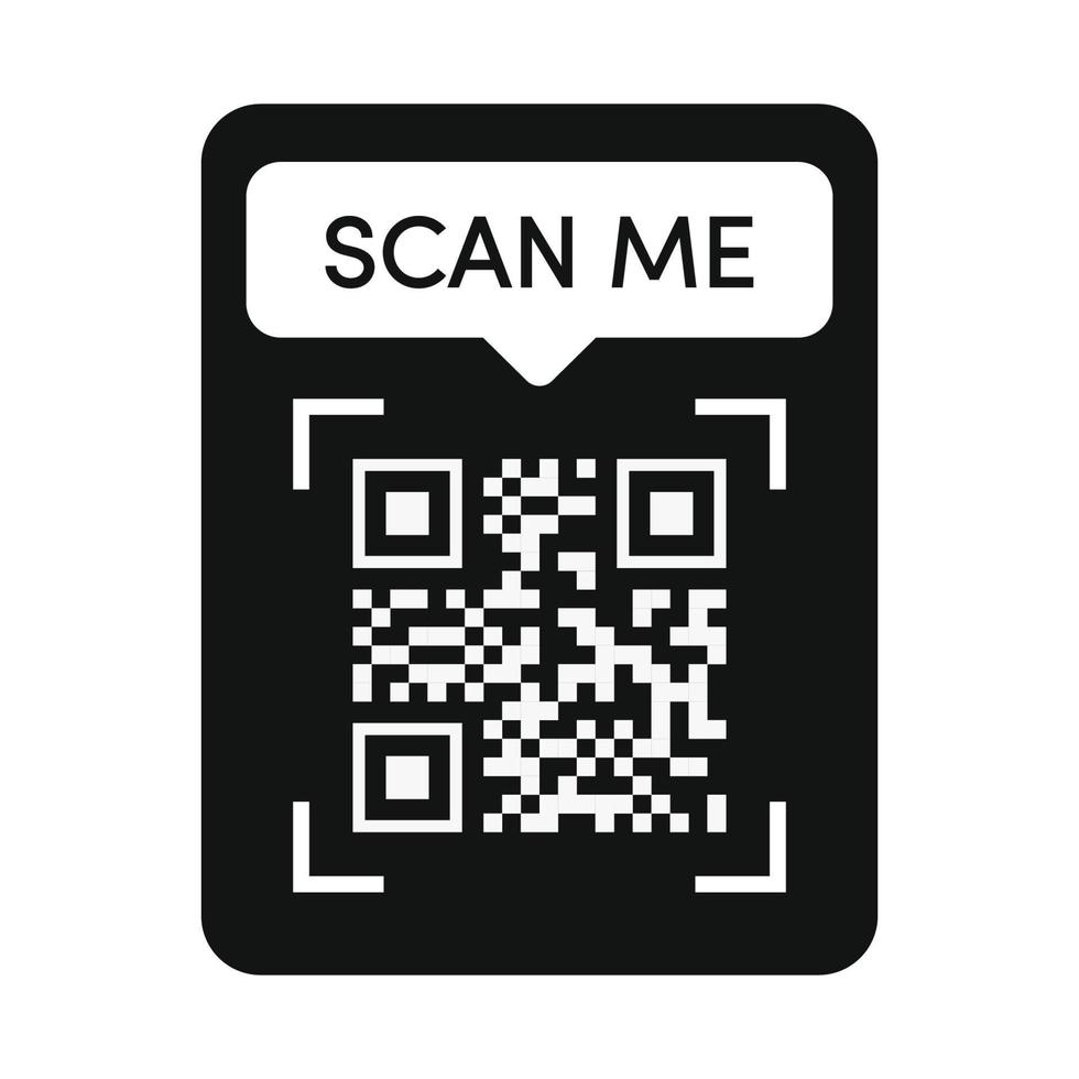 QR-Code-Rahmen in schwarzer Farbe. Scannen Sie mich Tag vektor