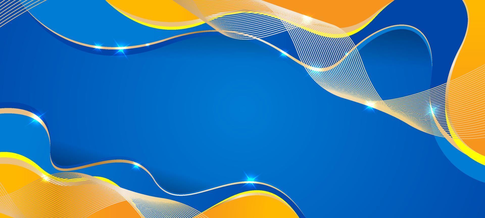 blaue orange welle und linien hintergrund vektor