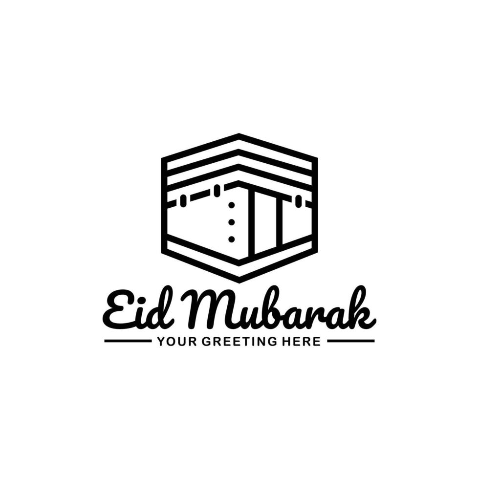 eid mubarak umriss logo design vektor