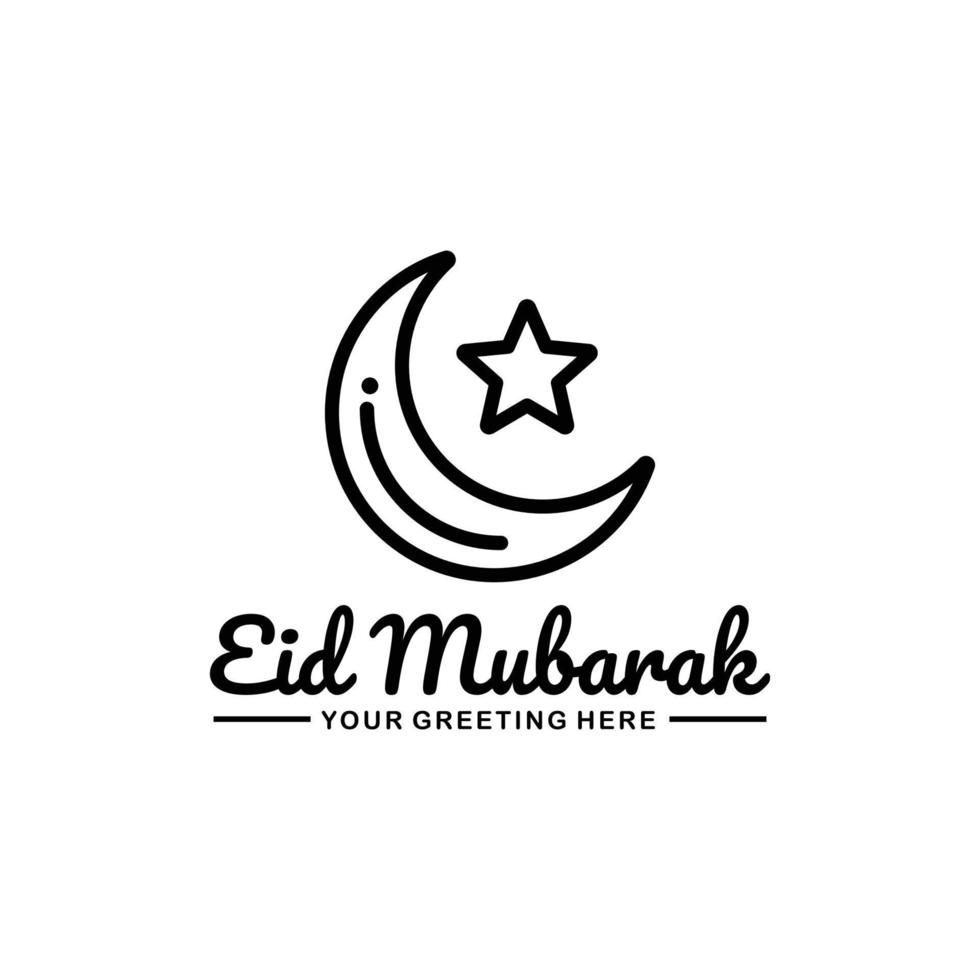 eid mubarak umriss logo design vektor