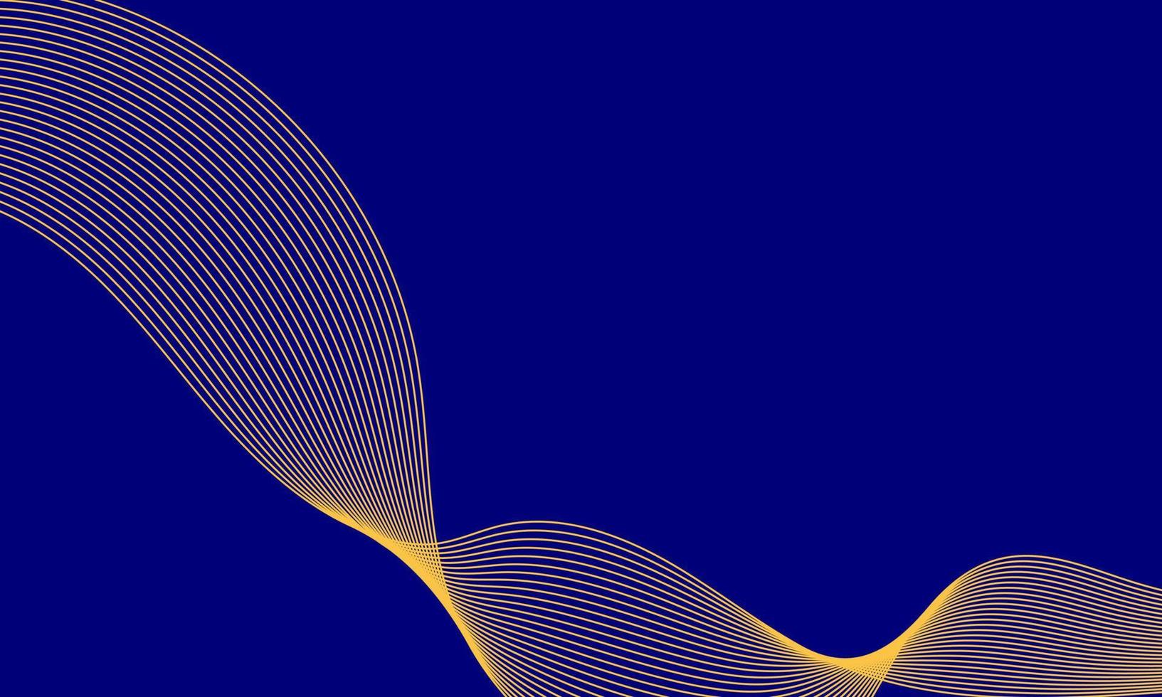 abstrakter blauer gewellter Hintergrund Goldlinienvektor vektor