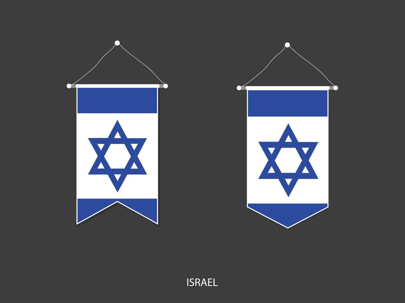 israel-flagge in verschiedenen form, fußballfahnenwimpelvektor, vektorillustration. vektor