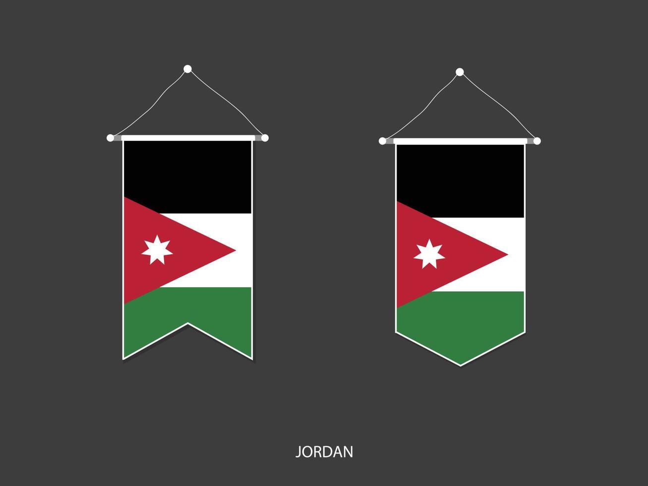 jordanien-flagge in verschiedenen form, fußballfahnenwimpelvektor, vektorillustration. vektor