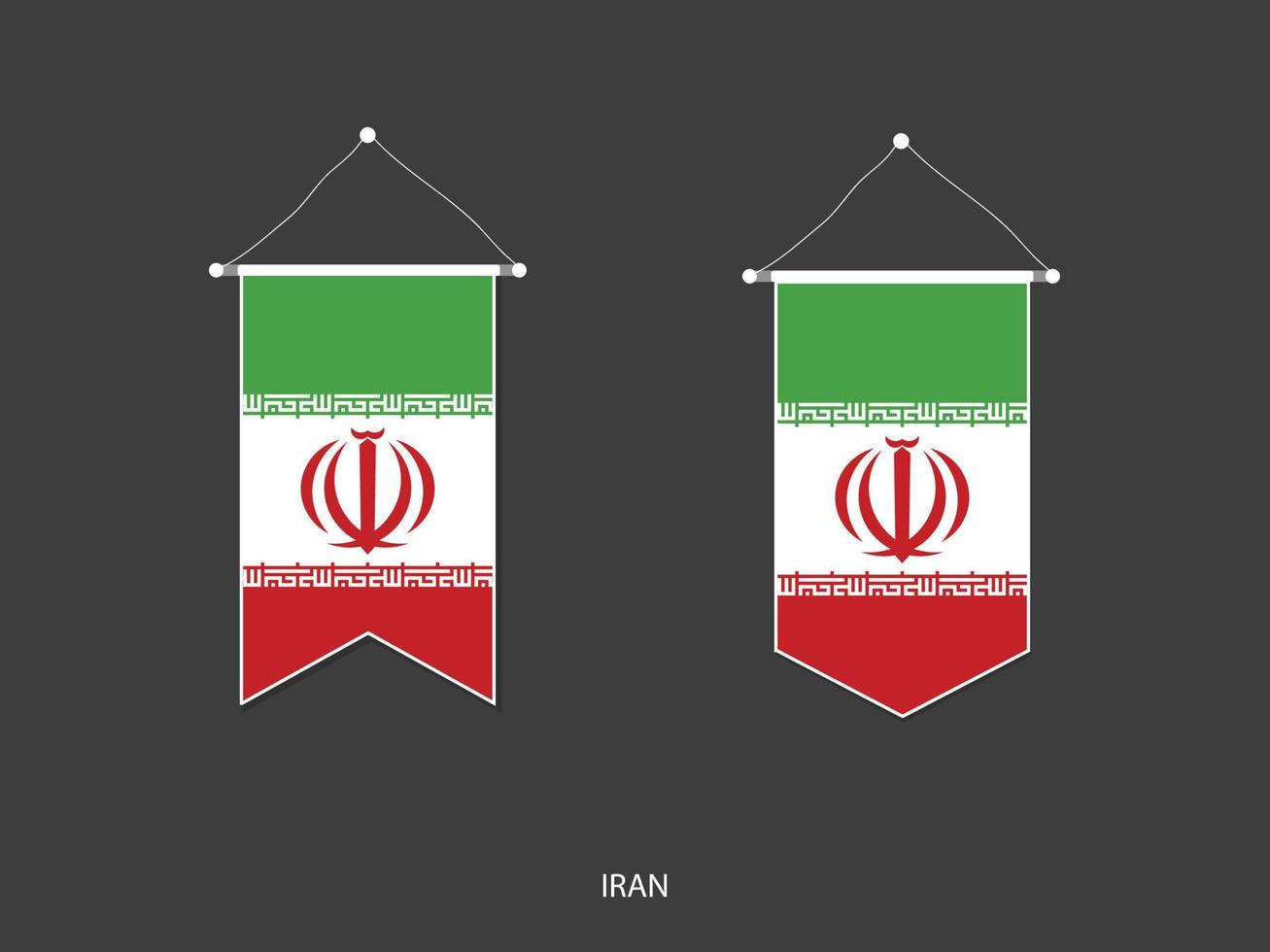 Iran-Flagge in verschiedenen Formen, Fußballfahnen-Wimpelvektor, Vektorillustration. vektor