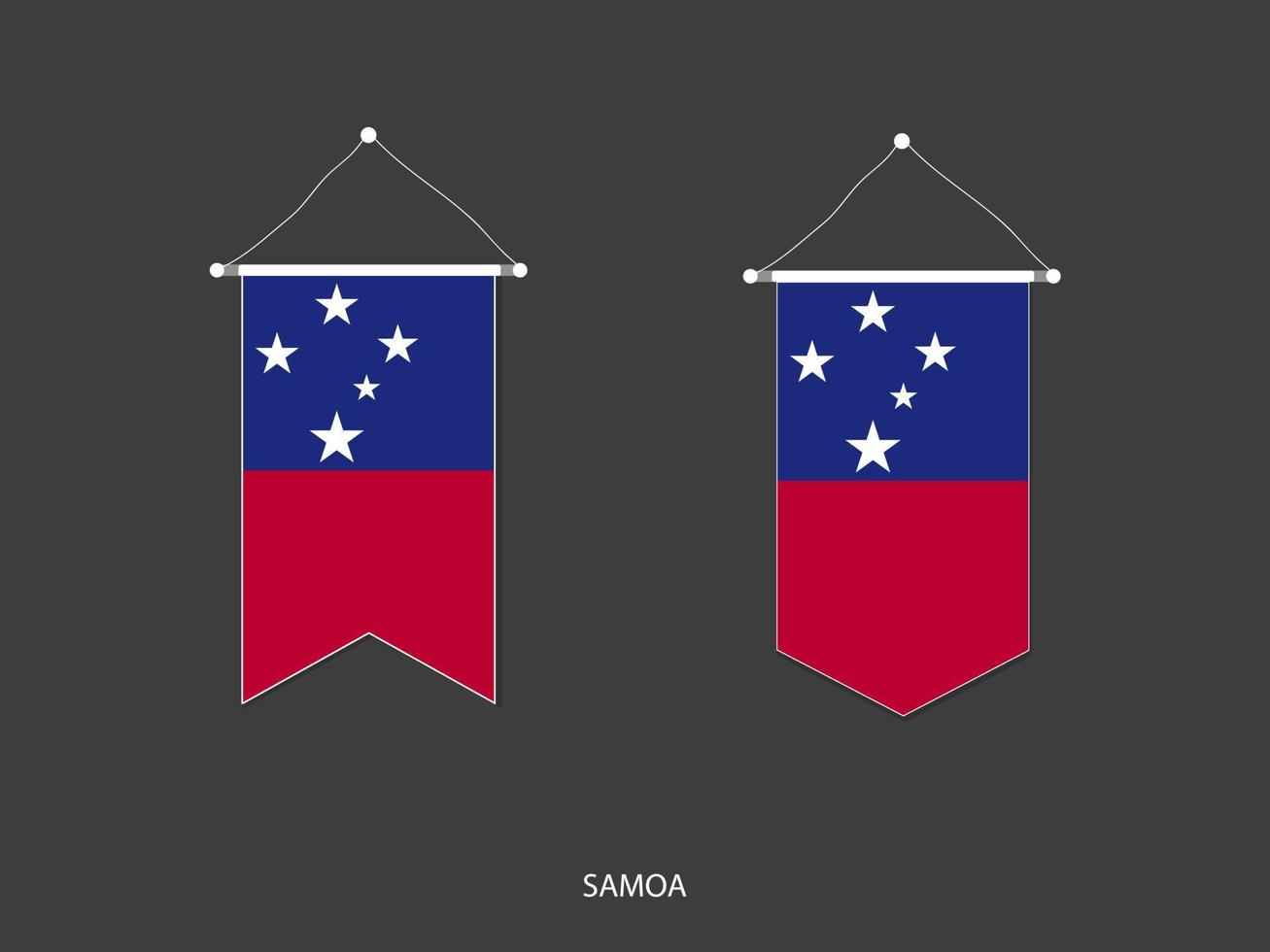 Samoa-Flagge in verschiedenen Formen, Fußballfahnen-Wimpelvektor, Vektorillustration. vektor