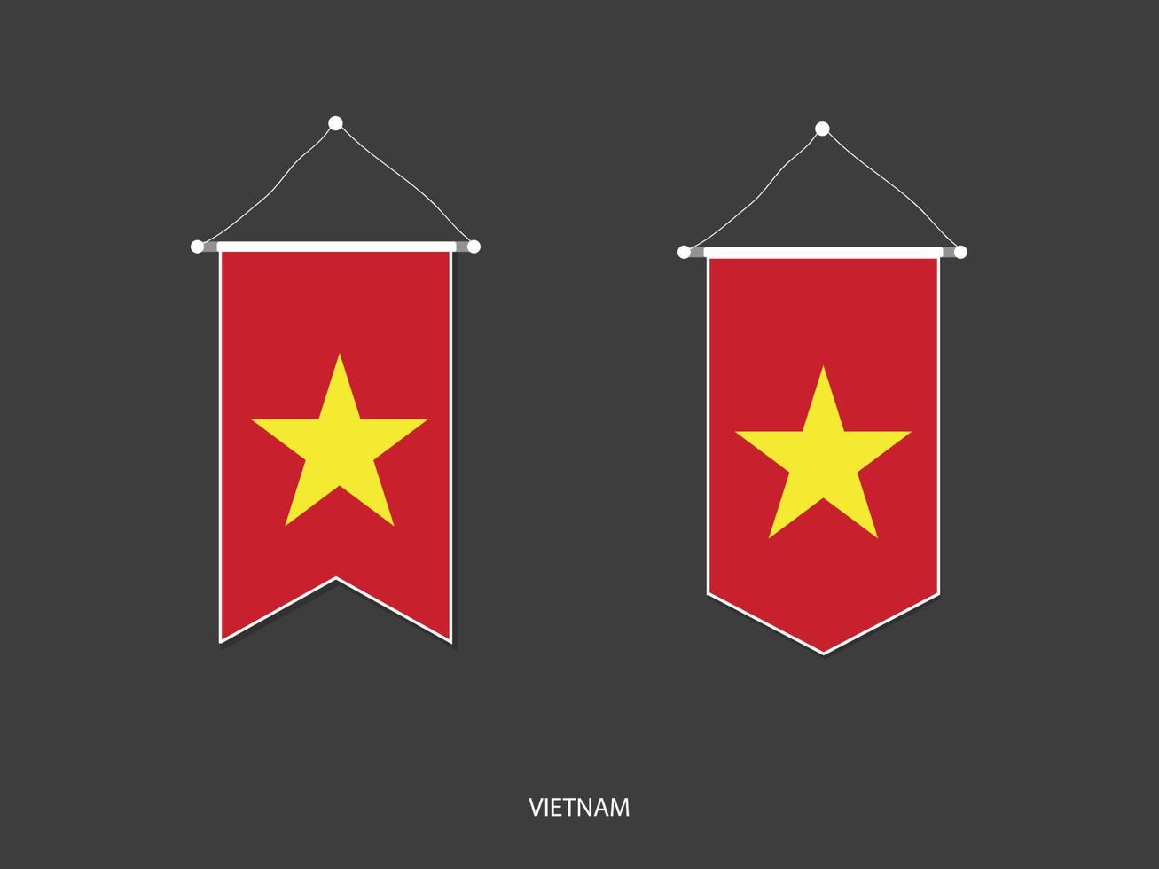 vietnam-flagge in verschiedenen form, fußballfahnen-wimpelvektor, vektorillustration. vektor