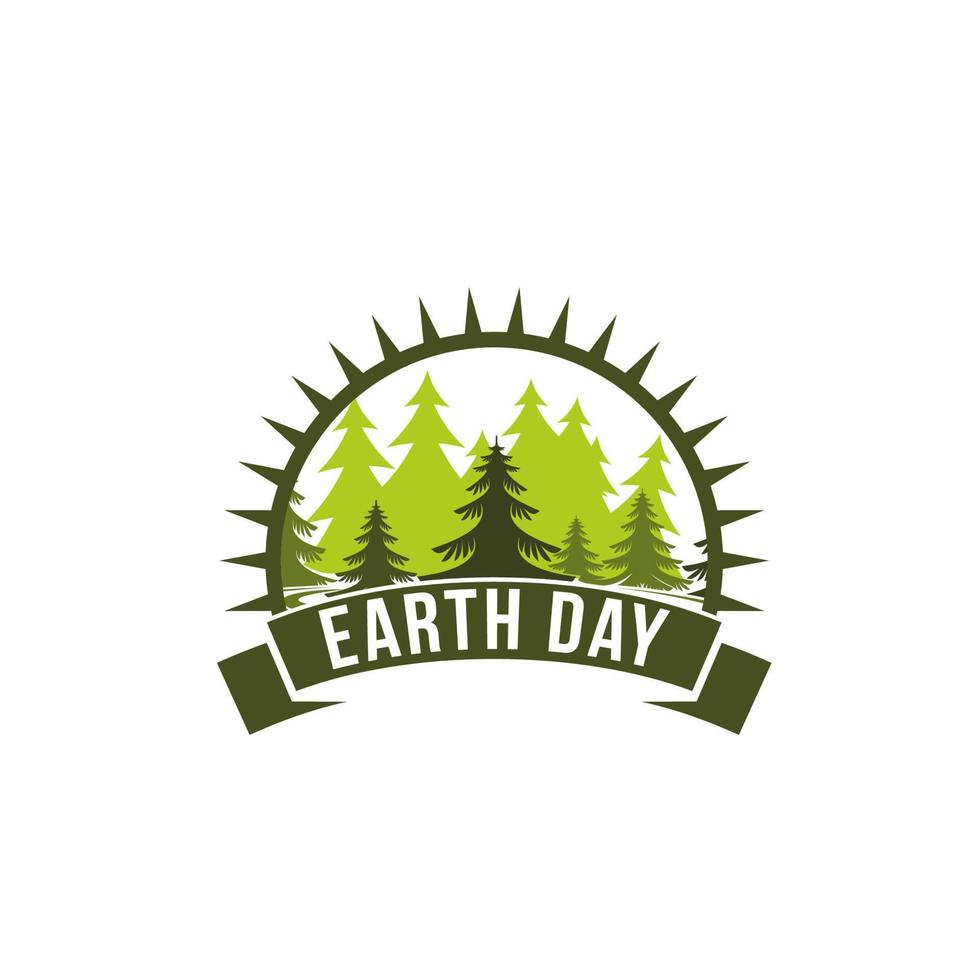 Tag der Erde Bäume und Sonne Vektor Ökologie Natur-Symbol