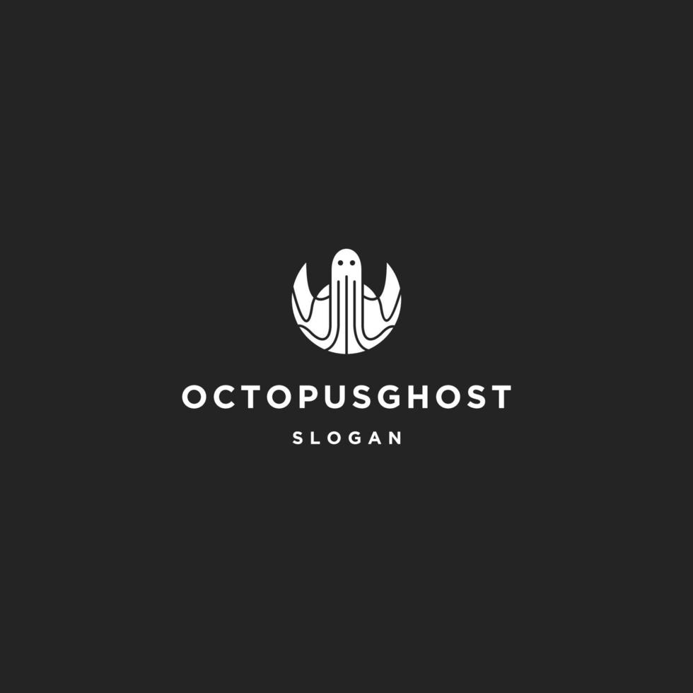 bläckfisk spöke logotyp ikon platt design mall vektor