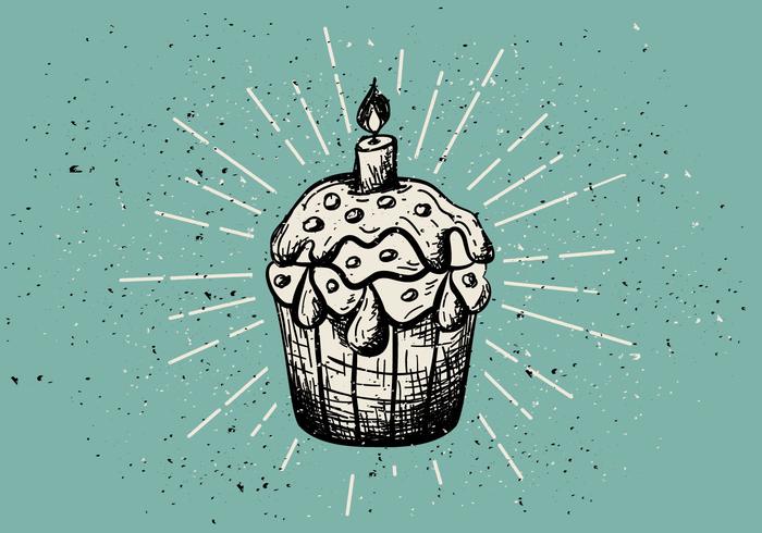 Gratis Vintage Hand Drawn Muffin Bakgrund vektor