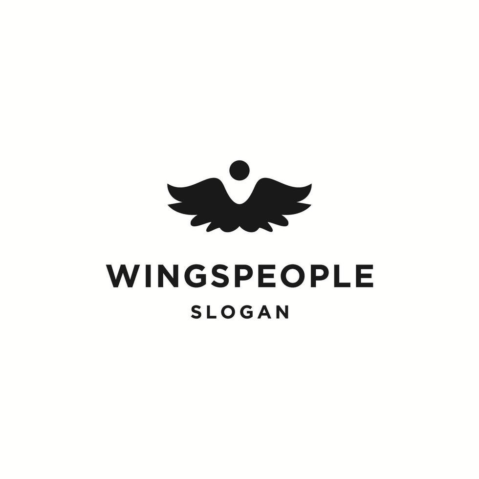 Flügel Menschen Logo Symbol flache Designvorlage vektor