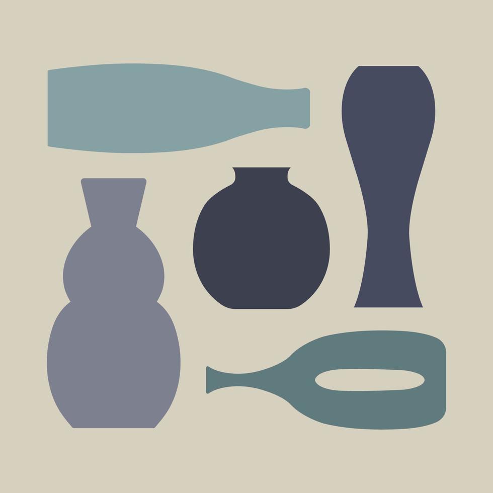 Vektor-Boho-Vase-Collage. trendige illustration für design. Wandkunst, bedruckbar, Poster, Bild für den Innenbereich vektor