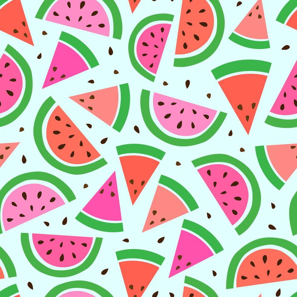 Vektor Musterdesign aus Scheiben Wassermelone. leckerer Druck, Verpackung, Stoff, Oberflächendesign. zusammensetzung aus saftigen früchten, banner, poster, postkarte. natürliches gesundes produkt für eine gesunde ernährung