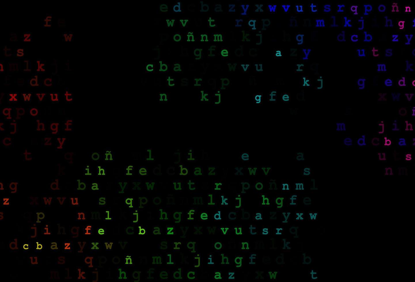 mörkt mångfärgat, regnbågsvektormönster med abc -symboler. vektor