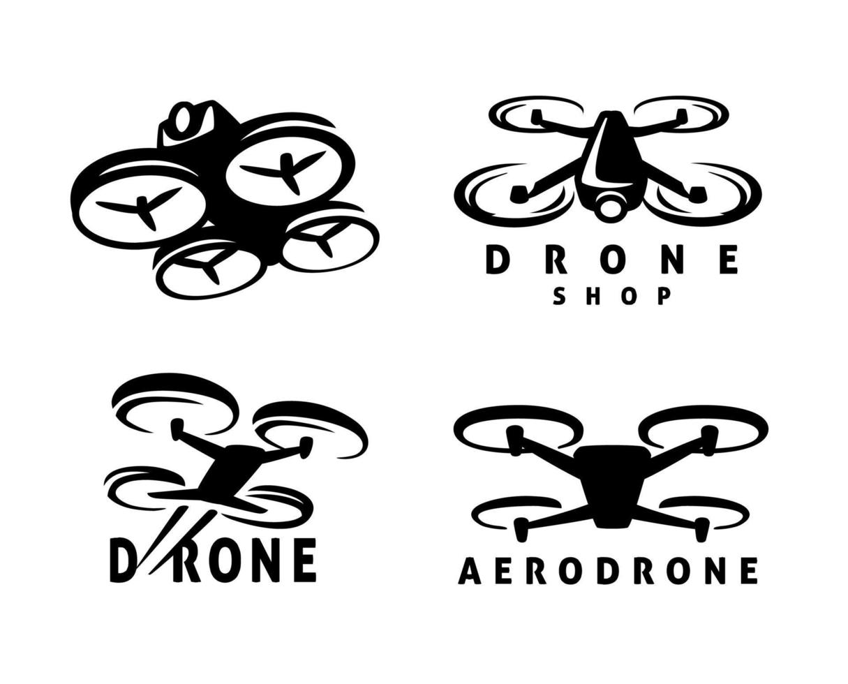 video Drönare quadrocopter design emblem. vektor