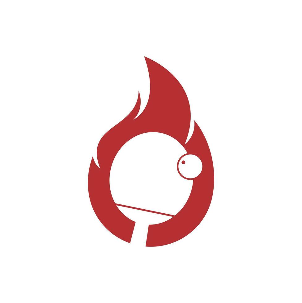 Feuer- und Ping-Pong-Logo-Icon-Design-Vorlage. Tischtennis, Ping-Pong-Vektorsymbol. vektor