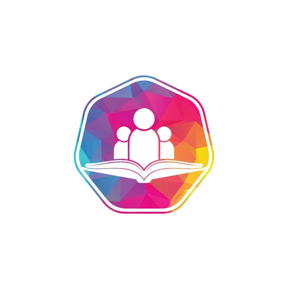 Buch- und Menschen-Logo-Konzept. Bildungslogo, Menschen und Buchsymbol. vektor
