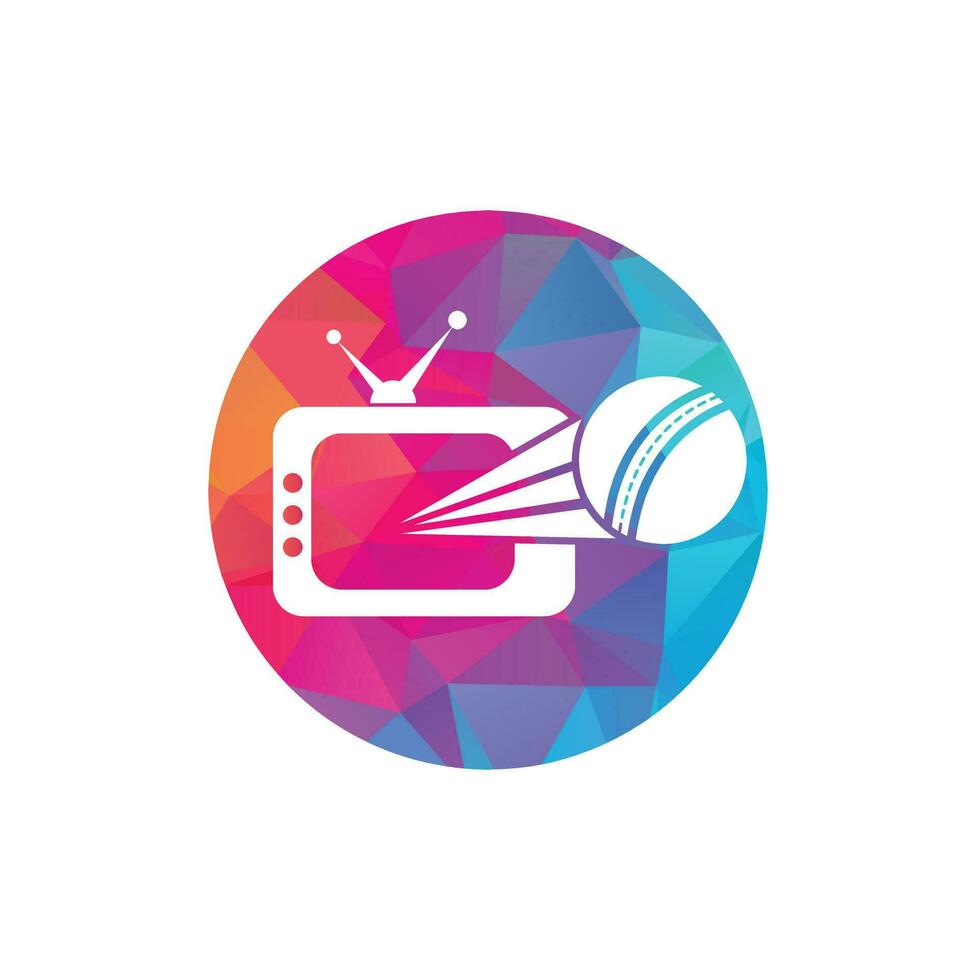 cricketball und tv-logo-design. cricket tv symbol logo design template illustration. vektor
