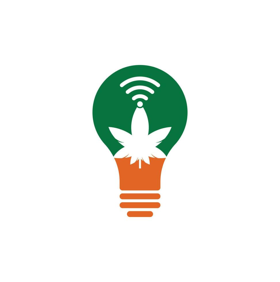 Cannabis-Wifi-Zwiebel-Form-Vektor-Logo-Design. Hanf- und Signalsymbol oder -symbol. vektor