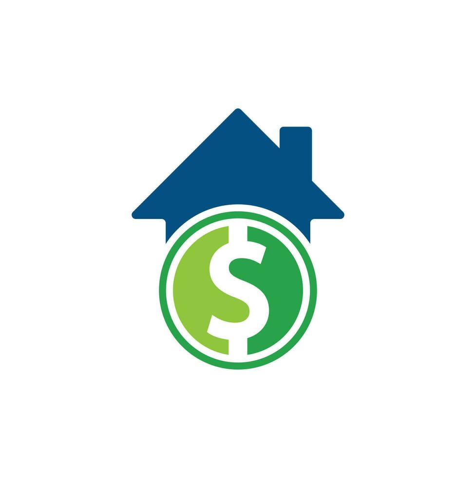 Home Pay-Logo-Vorlage-Design-Vektor. kombination aus münze und immobilienlogo. Geld- und Haussymbol oder -ikone vektor