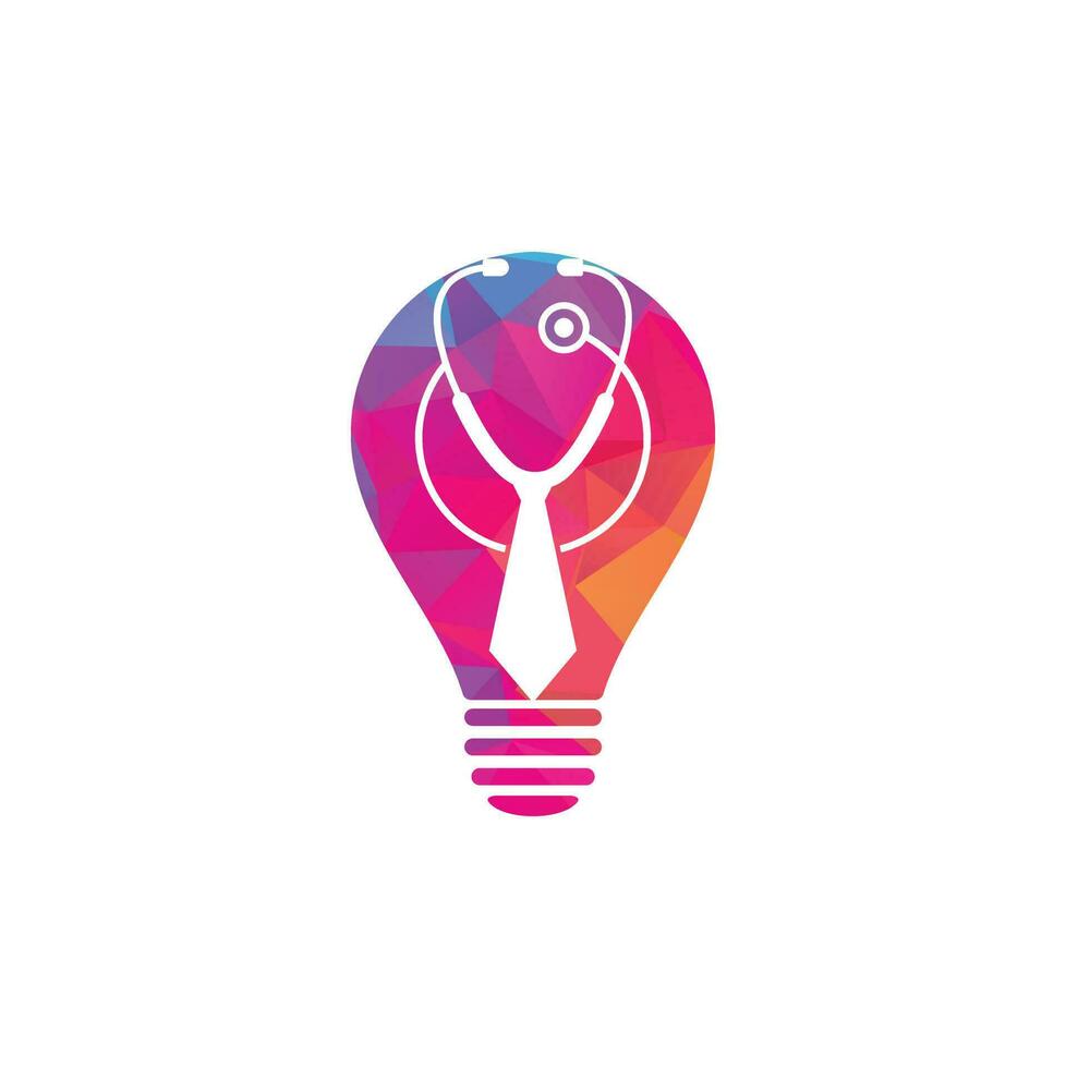 Design-Vorlage für das Logo in Form einer medizinischen Glühbirne. Logo-Inspiration für medizinische Berufe mit Krawatten- und Stethoskop-Logo-Design. vektor