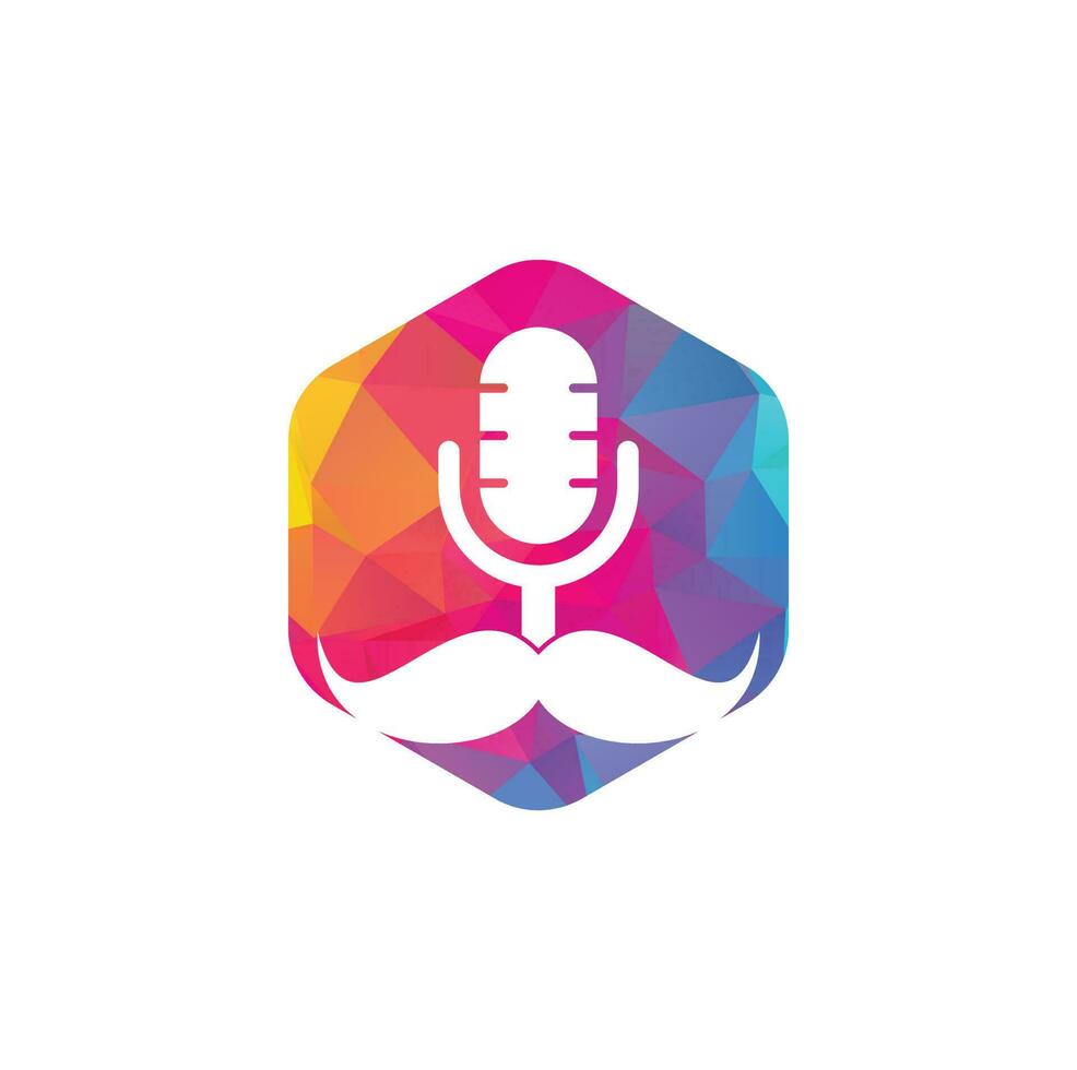 Gentleman-Podcast-Logo-Design-Vorlage. Schnurrbart-Podcast-Symbol. vektor