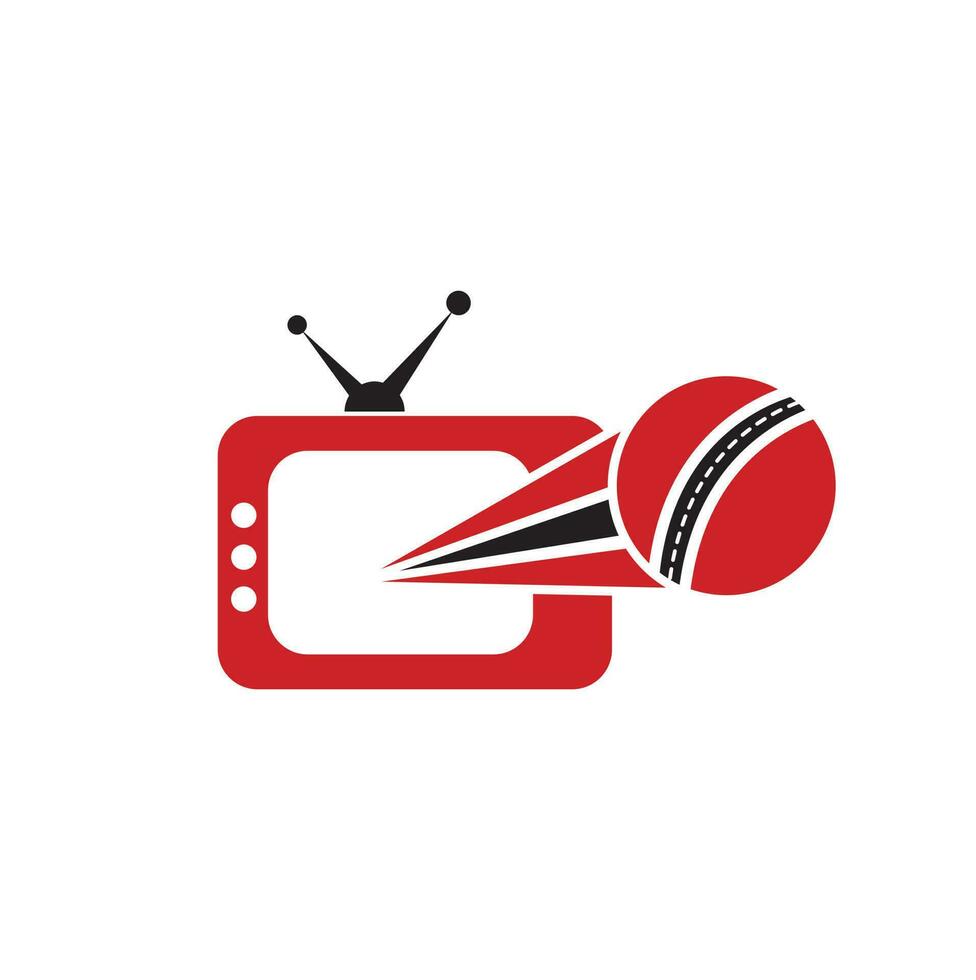 cricketball und tv-logo-design. cricket tv symbol logo design template illustration. vektor