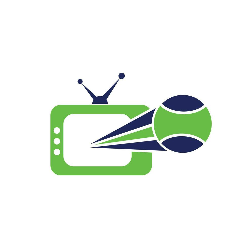 Tennis- und TV-Logo-Design. Tennis-TV-Symbol-Logo-Design-Vorlagenillustration. vektor