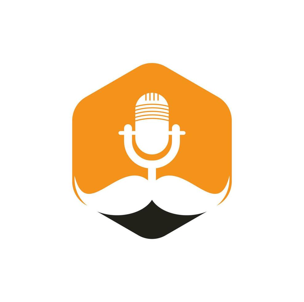 starke Podcast-Vektor-Logo-Design-Vorlage. Gentleman-Podcast-Logo-Design-Vorlage. Schnurrbart-Podcast-Symbol. vektor