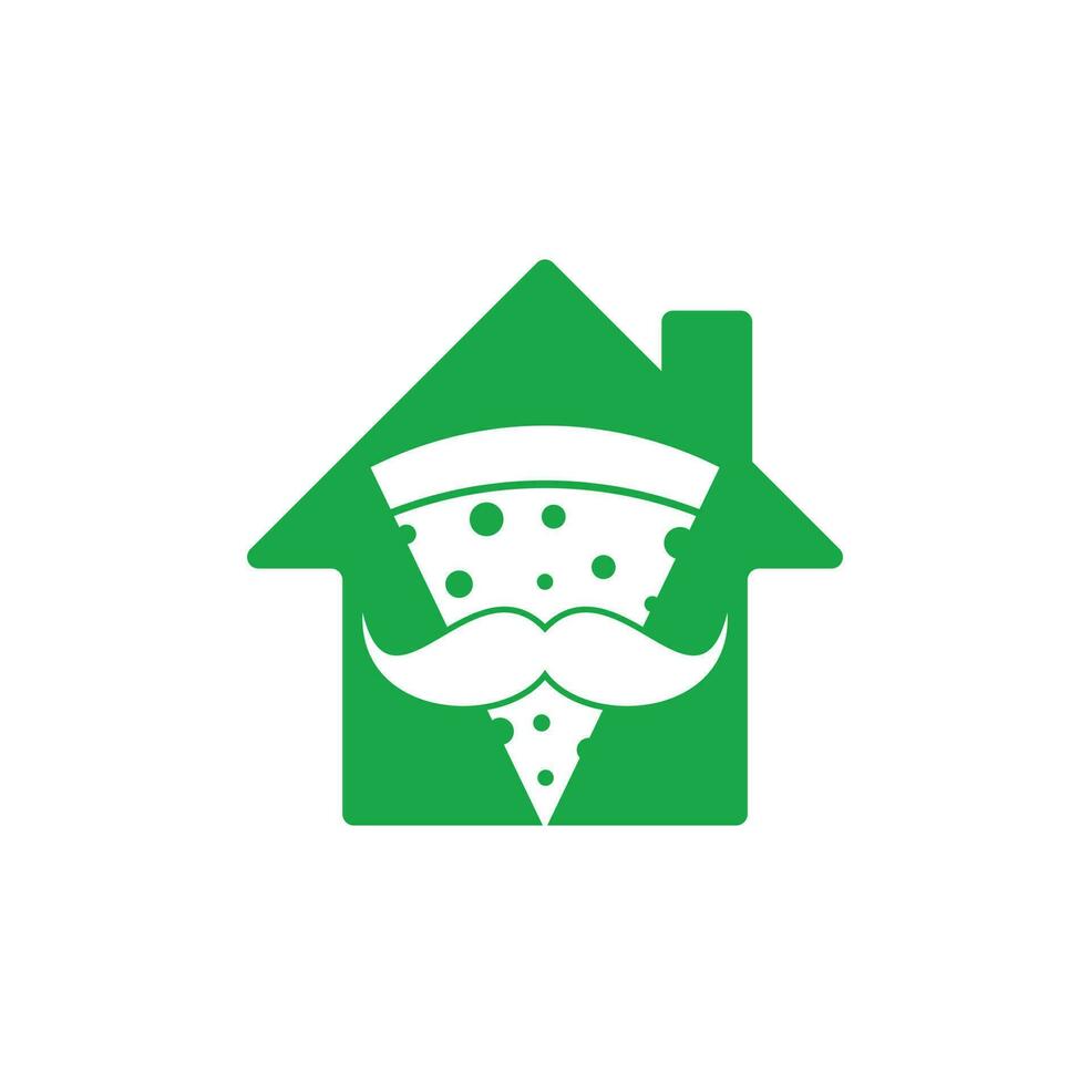 Pizza-Schnurrbart-Home-Shape-Konzept-Logo-Design-Vorlage. Herr Pizza-Logo-Design-Konzept-Vektor-Symbol. vektor